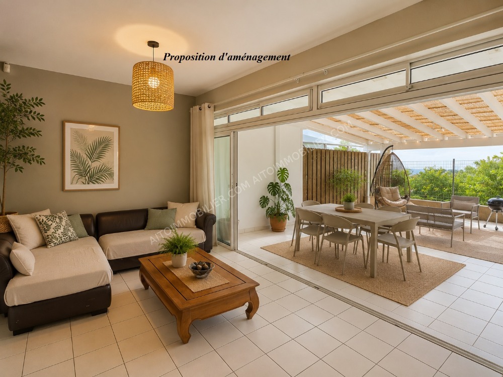 TAHITI - PIRAE BELVEDERE BEL APPARTEMENT F3 en DUPLEX AVEC PISCINE PRIVEE