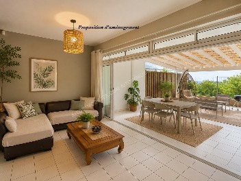 TAHITI - PIRAE BELVEDERE BEL APPARTEMENT F3 en DUPLEX AVEC PISCINE PRIVEE